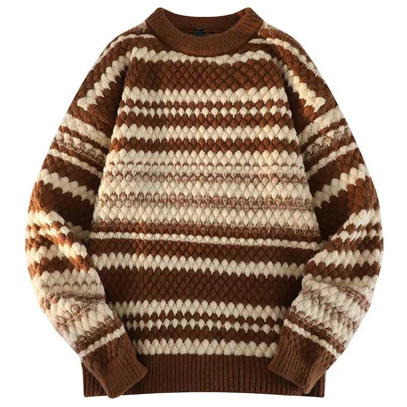 Autumn and Winter New Long Sleeved Round Neck Striped Pullover Sweater Versatile Breathable Fashionable Casual and Warm Top J251015