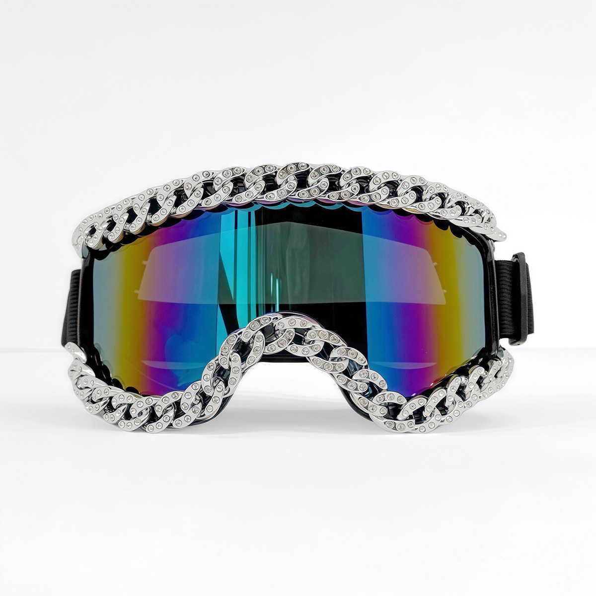 Fashion Rhinestone Chain Goggles Offroad Motorcycle Racing Goggles Outdoor Riding Windproof Glasses Skiing H251015