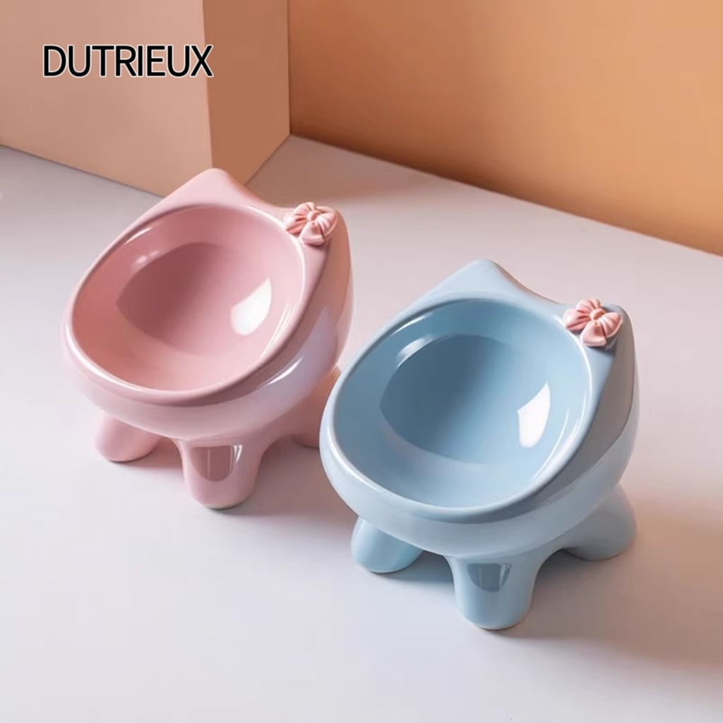 K3225 Heavy Base Anti-Tip Ceramic Pet Food Bowl Creative Elevated Design Dropshipping