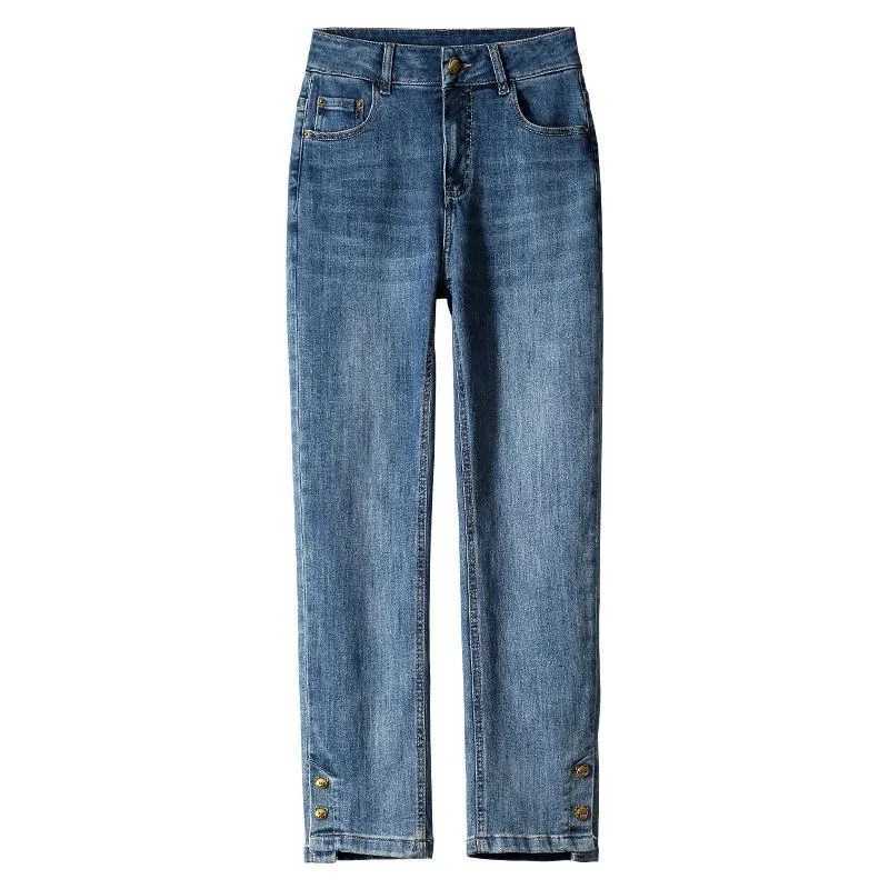 Black Cigarette Tube Jeans Womens Street wear 2025 Spring Autumn New high waisted Loose Casual Straight leg Nine points Pants W251015