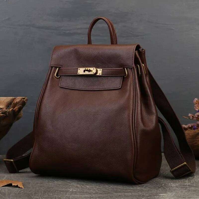 Luxury Bag Classic Leather Backpack For Women Fashion Large Shoulder Ladies Anti Theft Satchel Bags Wear Resistant Commuting Daypack