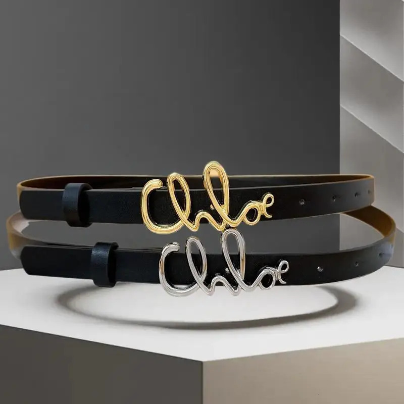 Fashionable Womens Belt Advanced Metal Letter Buckle 20cm Width Womans Dress Jeans Thin Waistband 251008