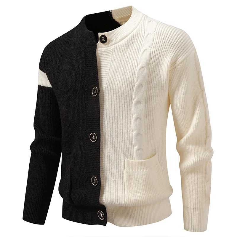 Autumn Winter Mens Patchwork Cardigans Fashion Knitted Sweater ONeck Warm Single Breasted Knit Sweatercoat Men Casual Cardigan J251015