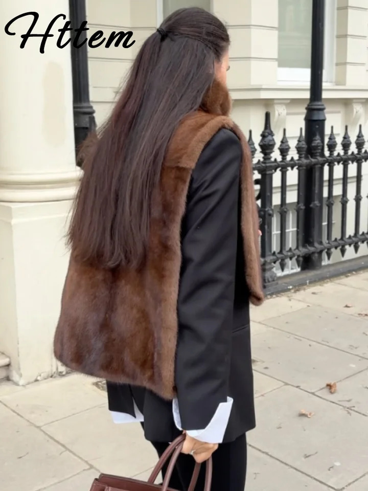 Chic Turtleneck Fur Vest Women Allmatching Solid Sleeveless Fluffy Cozy Vests Female Autumn Winter Lady Layering 251013