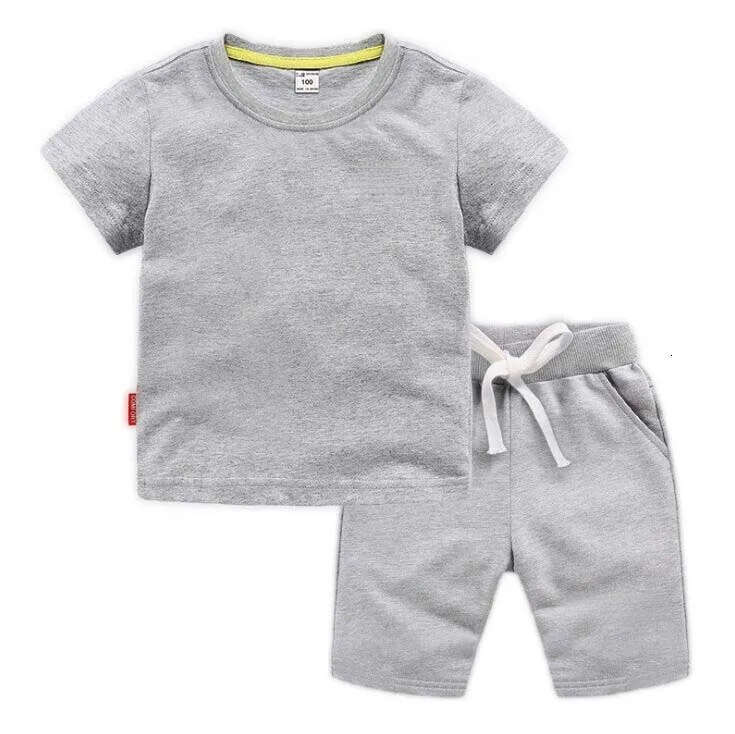 2pcs Kids Brand Clothing Sets Summer Baby Boy Sport Outfits Children 100% Cotton Blue T-Shirt Shorts Set for Toddler Girls
