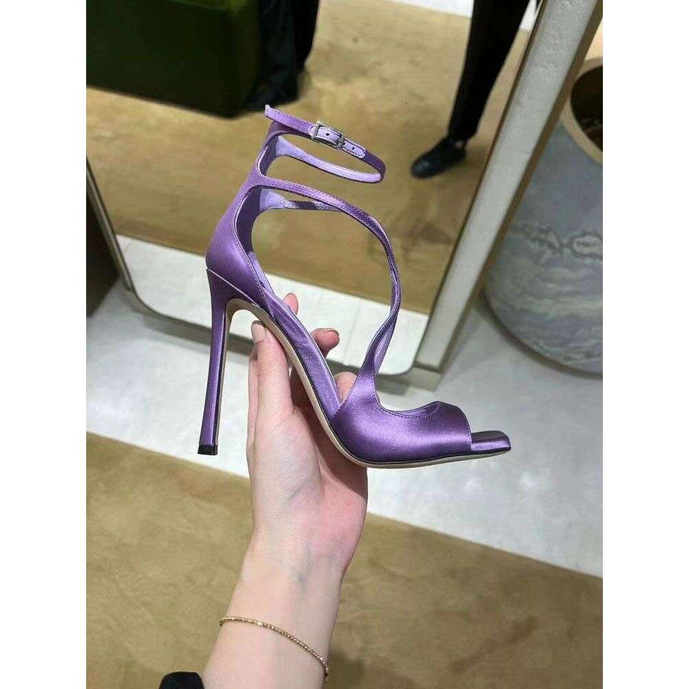 One-Strap Purple Stiletto Sandals Open Toe Sexy Satin