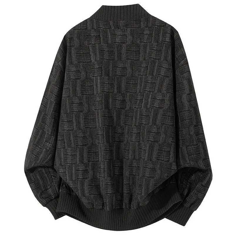 Autumn Winter New Full Print Embossed Knitted Sweater Unisex Casual Sweater Coat Ice Silk Fabric Polo Collar Princess Sleeve J251015