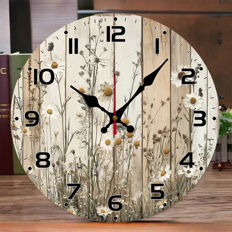 Daisy Flower Wooden Round Silent Hanging Wall Clock Suitable For Living Room Office Study Room Bedroom Home Decoration C251015