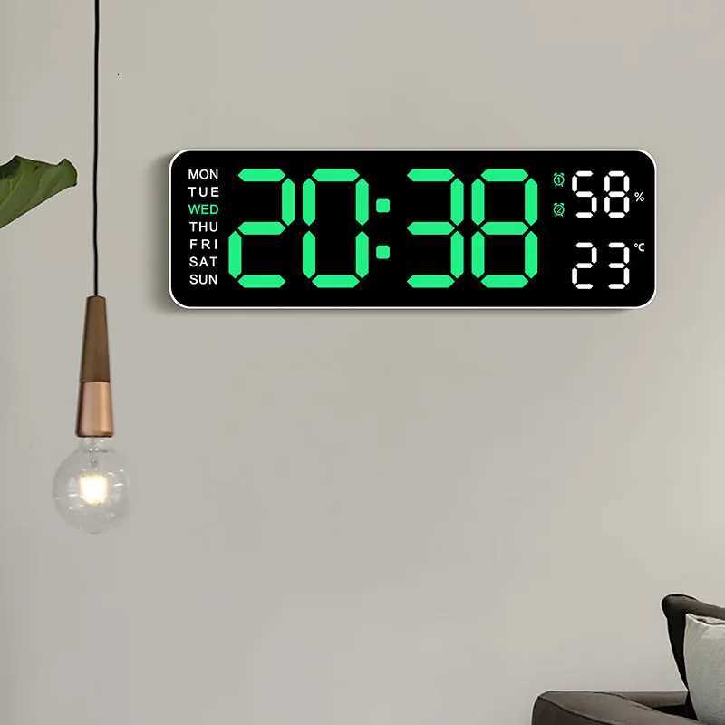 12 Inch Smart Mute LED Electronic Night Alarm Wall Clock Modern Desk Clock Minimst Thermometer Calendar Time Cube Home Decor C251015