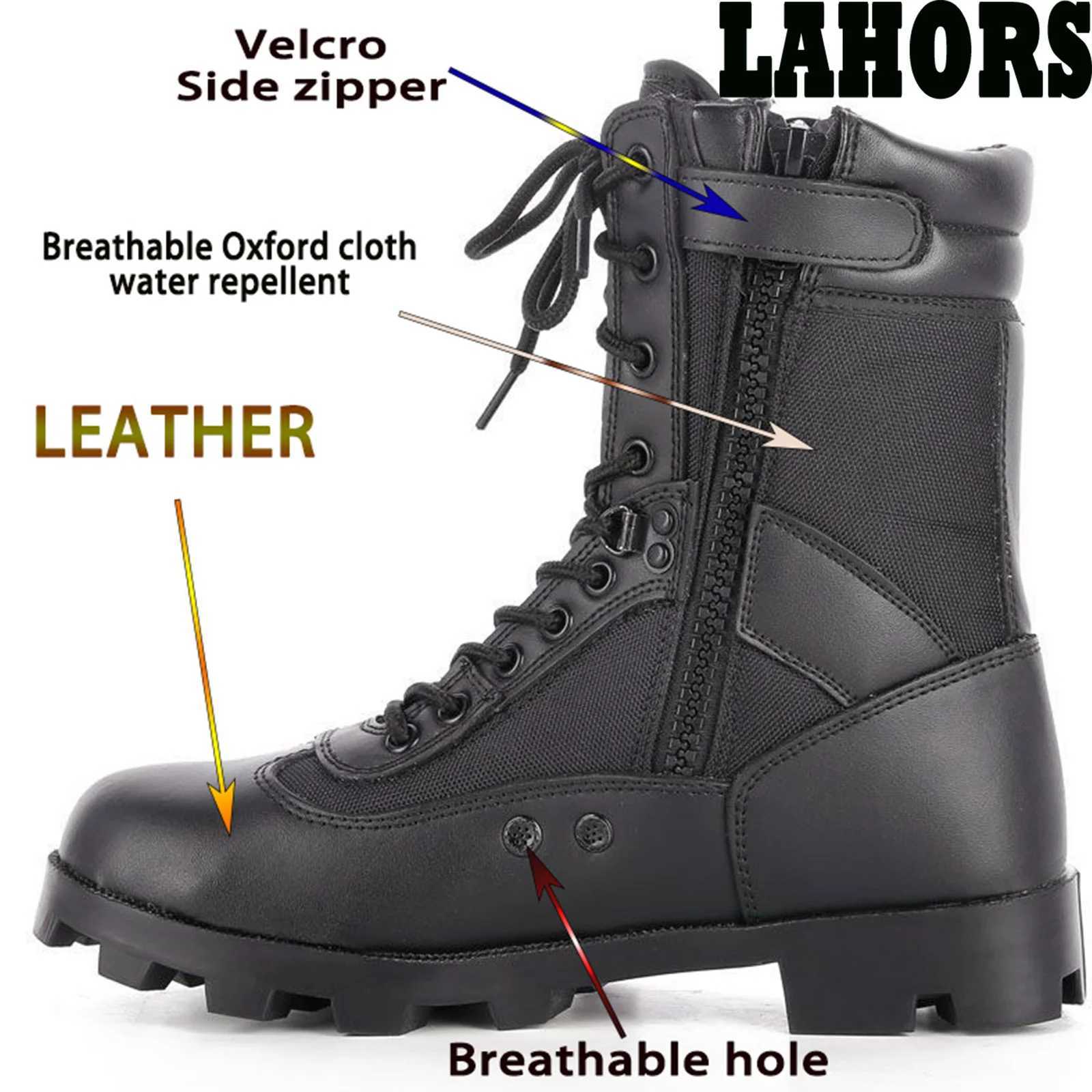 LAHORS Cowhide Man Tactical Boots Sport Hiking Shoes Outdoor Ank Desert Combat Boots Work Safety Shoes Botas Hombre Y251015