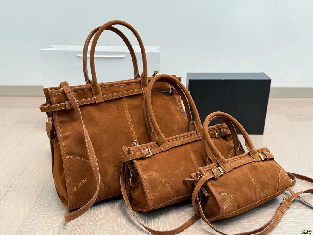 //ada Designer bag Women tote bags suede leather single handbag Large Medium Small size Enamel metal triangle design large capacity deluxe brand