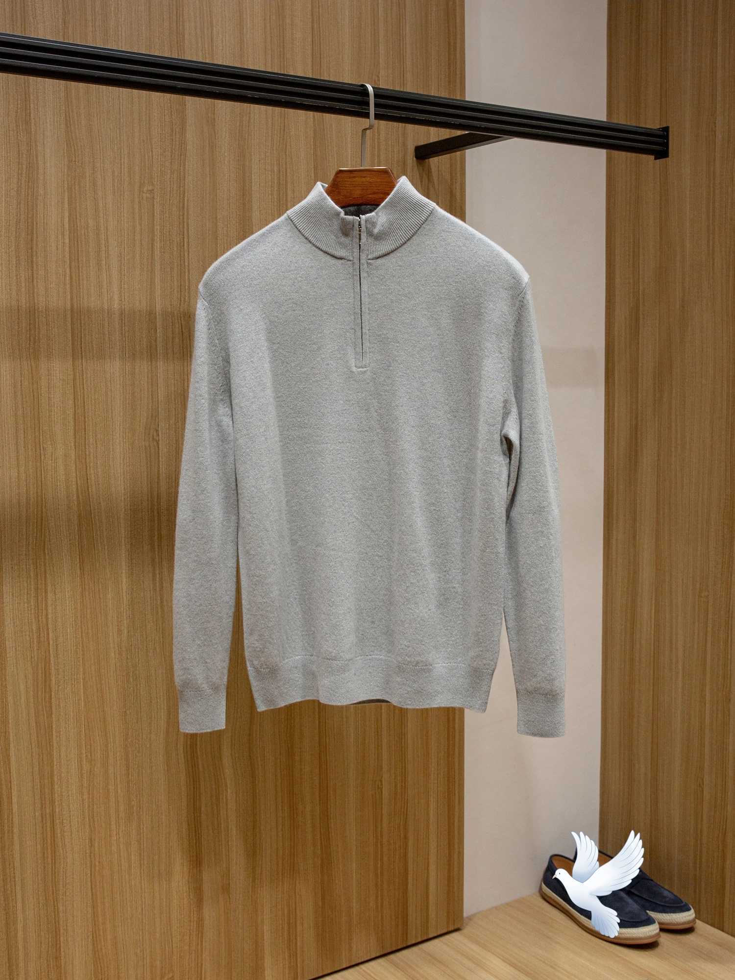 Mens Casual Cashmere Wool Blend Sweater Warm Slim Fit SemiZip StandUp Collar Knitted Winter Top J251015