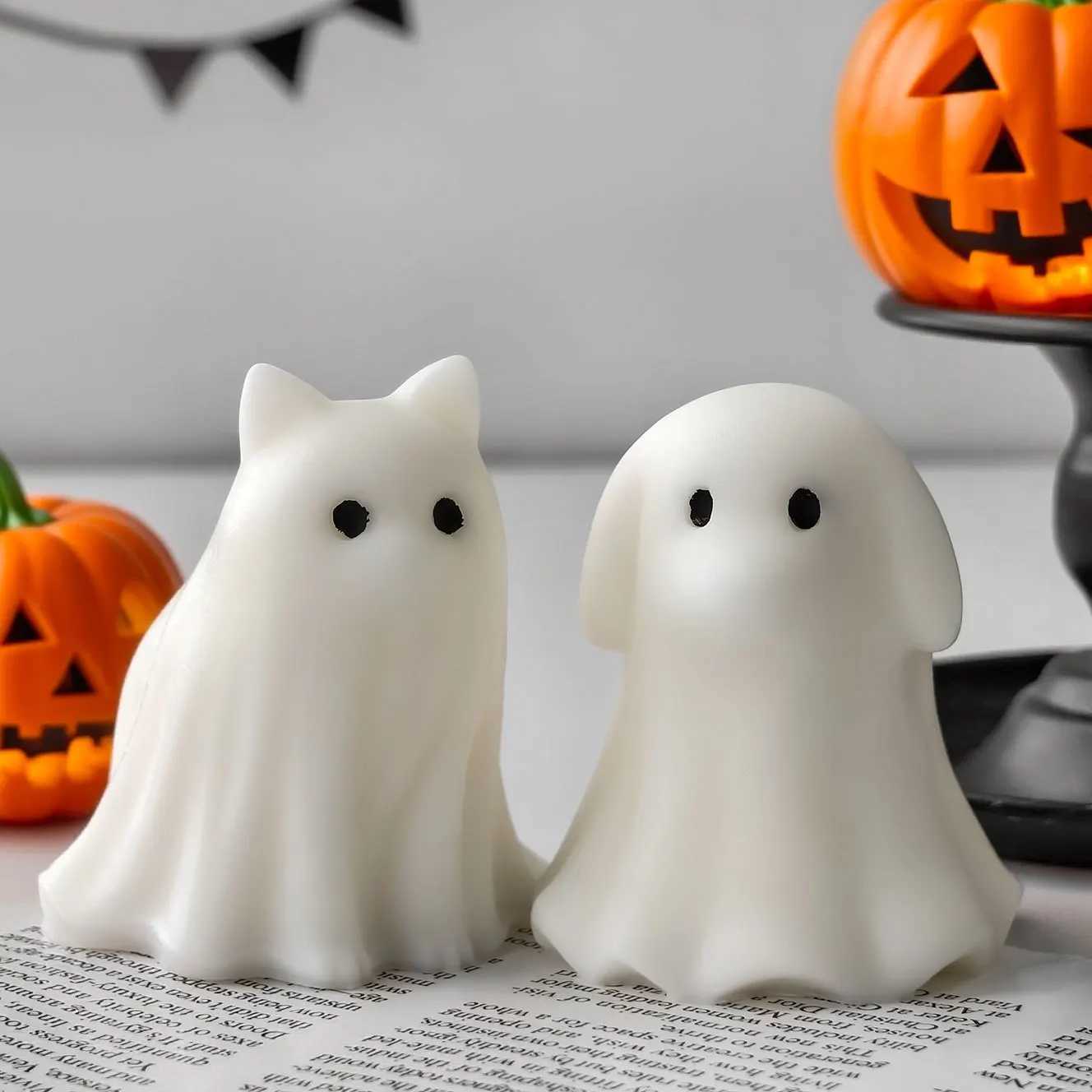 Halloween Candle Molds Ghost Puppy Cat Silicone MoldCute Epoxy Resin Moulds Craft Supplies Making Chocolate Cake Decor Soap C251015