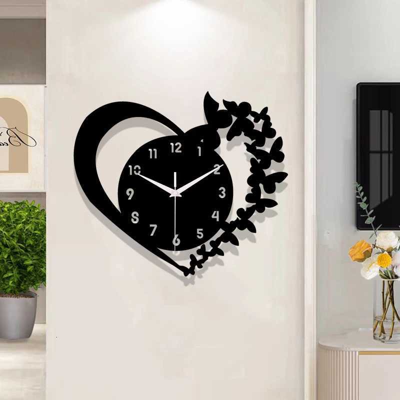 Heart shaped frameless design acrylic silent clock living room bedroom home decoration Mothers Day New Year Easter gift C251015