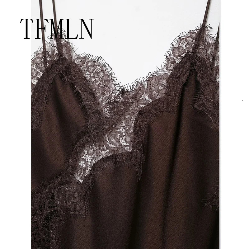 TFMLN Women Sexy Lace Splicing Dresses Summer Solid Sleeveless Asymmetry Dress Backless Slim Womens Party Sling Mini Dress251014