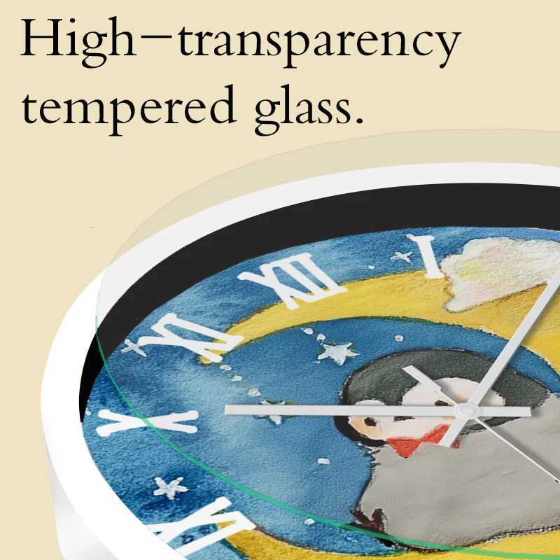 Moon Boat Penguin Cartoon Round Silent Hanging Wall ClockSuitable For Living RoomSchoolStudy RoomBedroom Childrens Gifts C251015