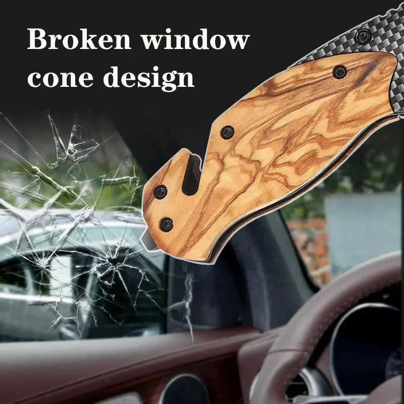 High Hardness Outdoor Folding Knife Wilderness Portable Tactical Straight Knife Carry Multifunctional Folding Knife Outdoor Tool H251015