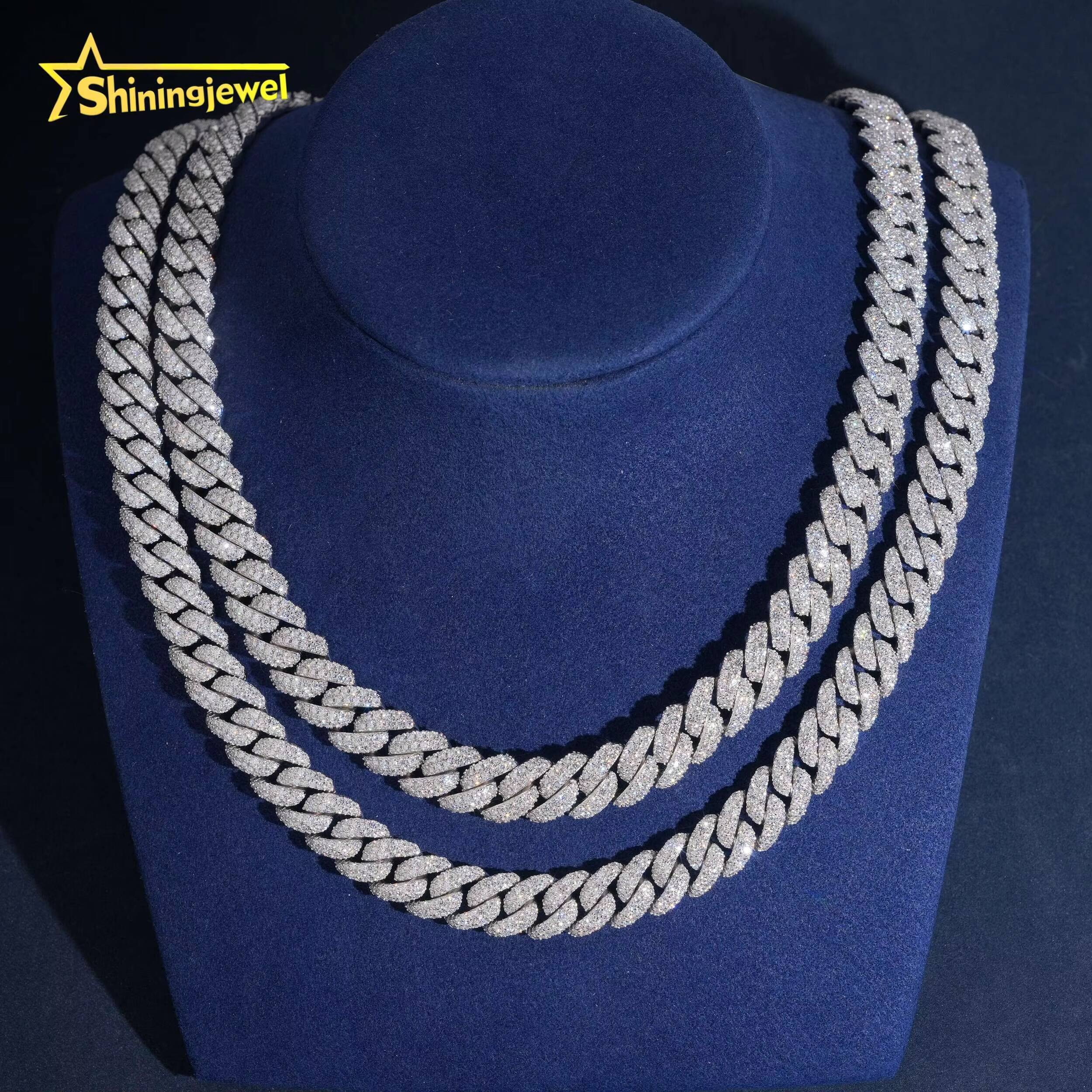 GRA Certificate 925 Silver 12mm Iced Out VVS Moissanite Necklace Hip Hop Diamond Jewelry Mosaic Miami Cuban Link Chain Bracelet