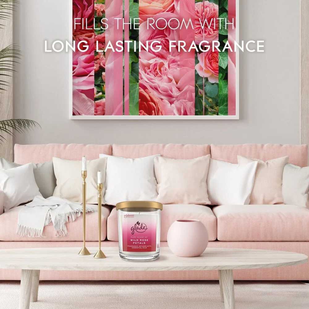 Large Jar Scented Candle Wild Rose Petals 16 oz 85 Hours Burn Time Floral Aroma Container Candle Home Dcor Gift C251015