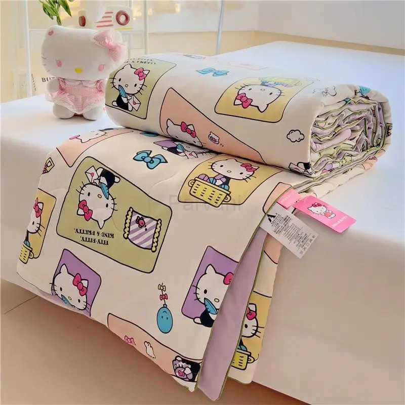 Sanrio Sanrio Hello Kitty Cartoon Cinnamoroll Kuromi Summer Quilt Washable Air Conditioner Machine Washable Soft Comfortable Blanket L251015
