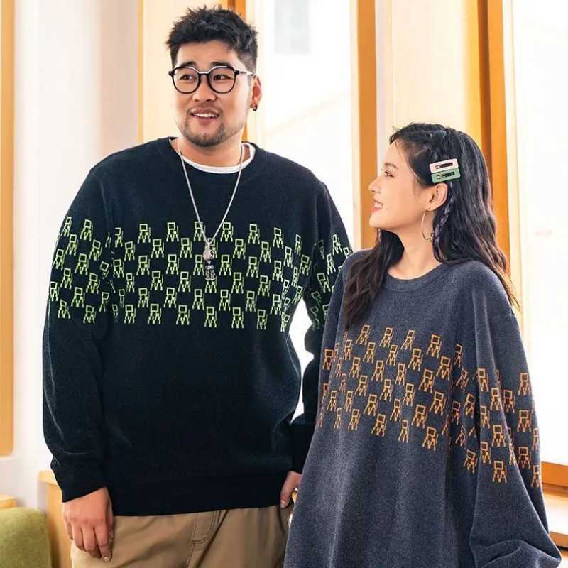 Large Size Sweater Mens Autumn and Winter Loose Trendy Sweater Plus Fat Plus Large Fat Man Round Neck Thread Lazy Style J251015