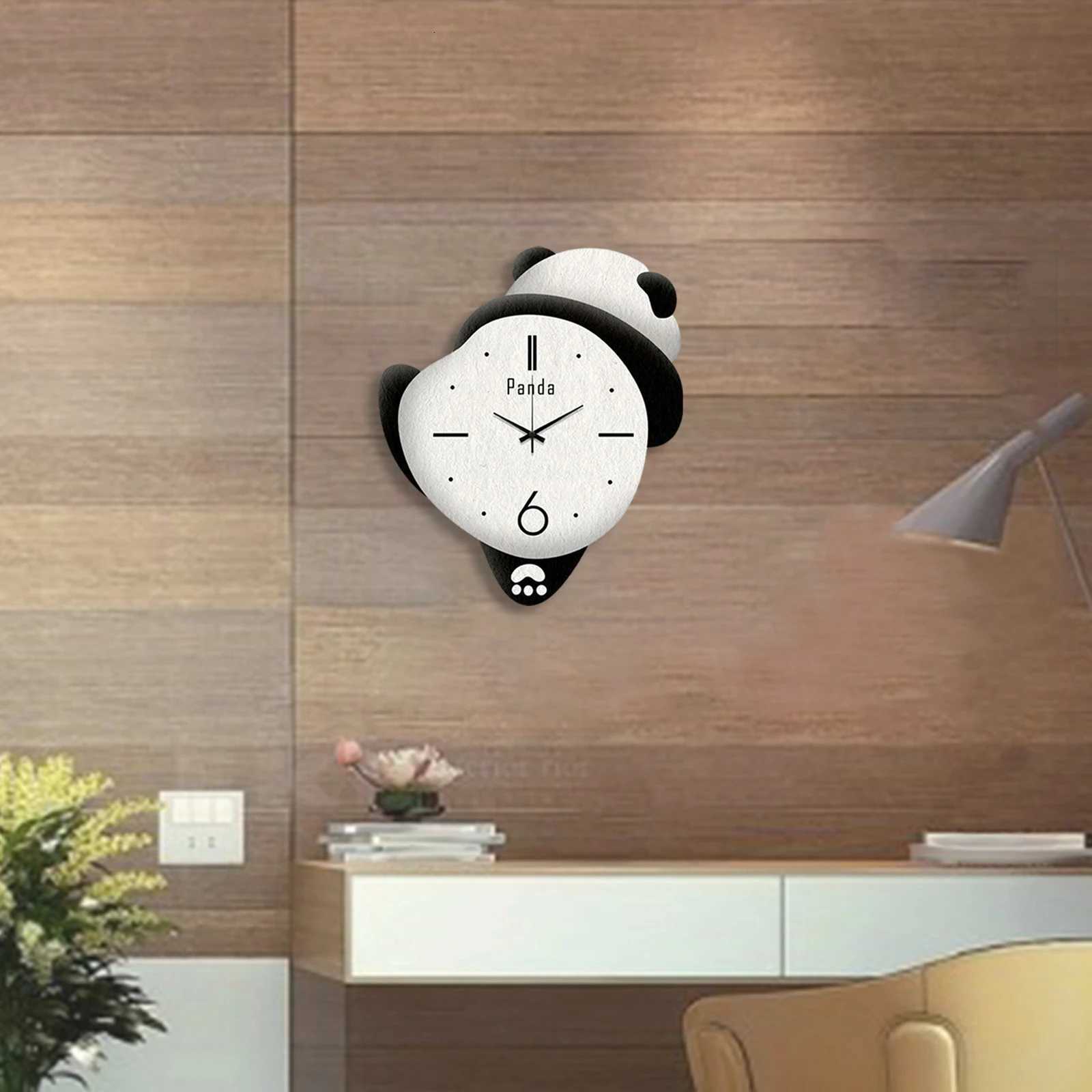 Panda Decor Silent Wall Clock Decorative Clock Adorable Battery Operated Room Mute Fashion Kitchen Wall Clocks Sweep Movement C251015