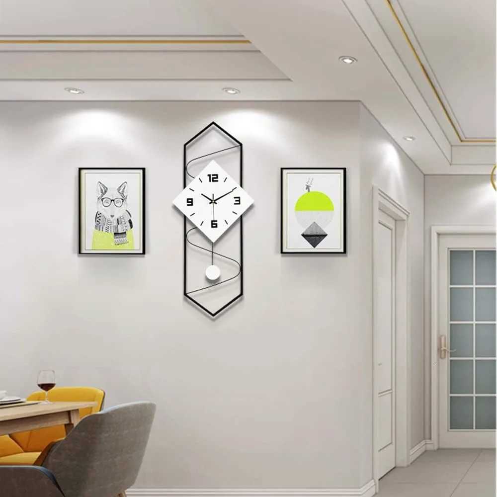 Swing Quartz Silent Wall Clock Metal Modern Wall Clock Large Pendulum Wall Clock Home Decor Clock with Hook C251015