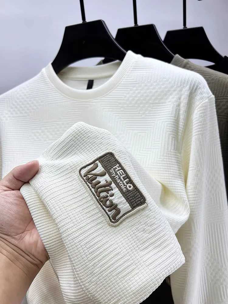 Light Luxury High end Exquisite Embroidery Solid Color Mens Sweater Autumn Youth Personalized Fashion Casual Knitting Pullover J251015