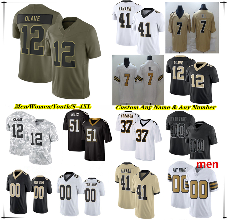 American Football Jerseys Spencer Rattler Alvin Kamara Kendre Miller Chris Olave Rashid Shaheed Juwan Johnson Brandin Cooks Carl Granderson Demario Davis Brees 4X