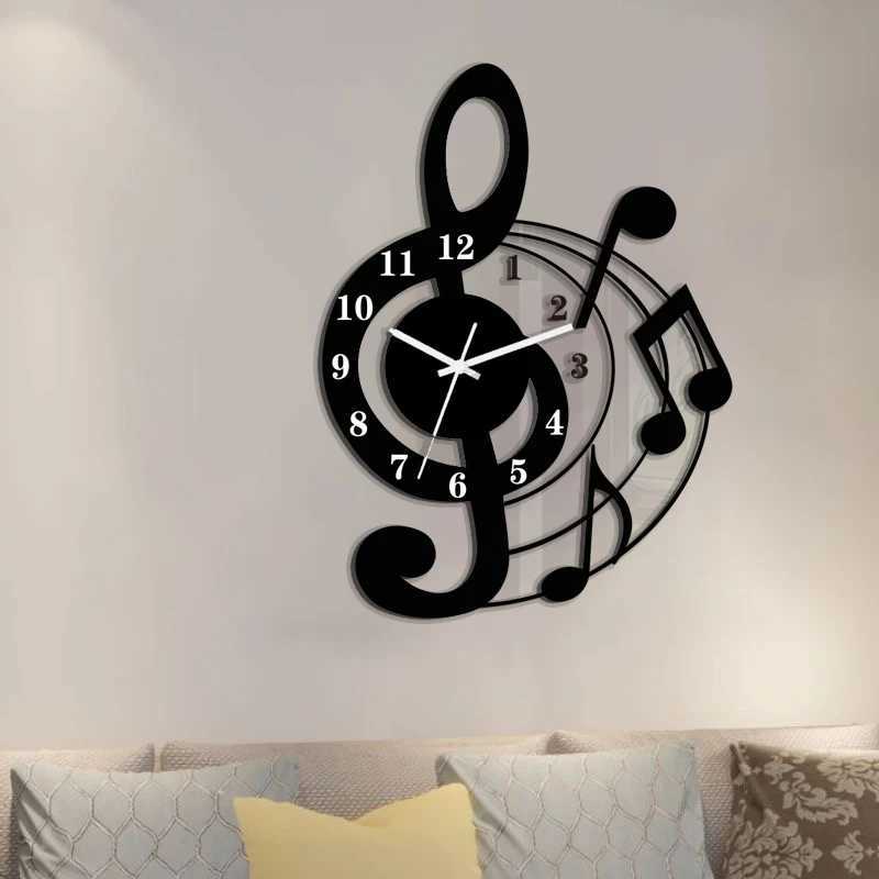 Music note wall clock acrylic mute wall clock is suitable for home living room bedroom room decoration wall clock C251015