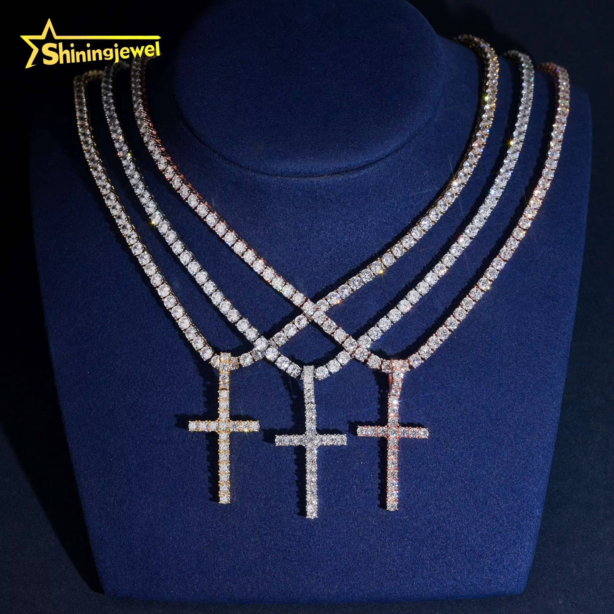 Hip Hop Diamond Jewelry Men Top Quality Hot Selling 925 Silver Moissanite Cross Pendant