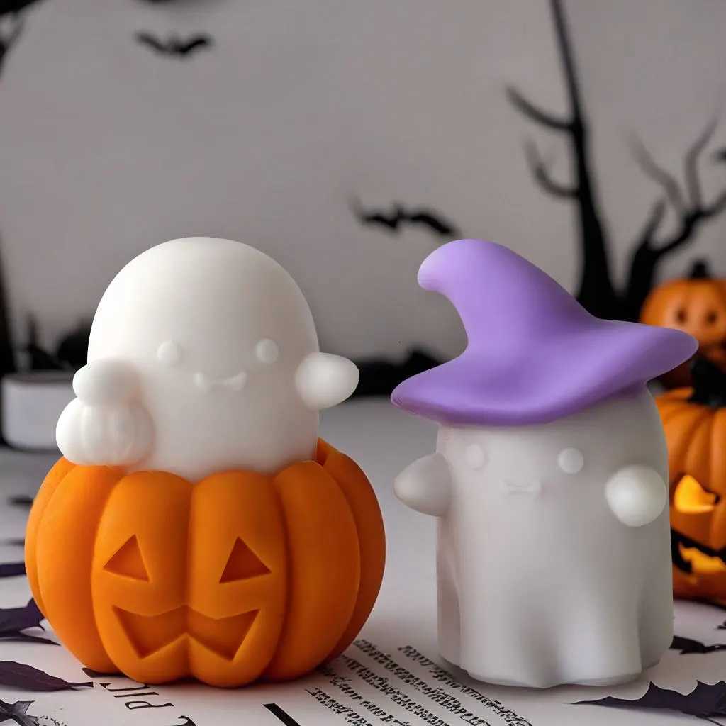 Halloween Silicone Soap Mold Diy Scented Candle Making Halloween Ghost Pumpkin Aromatherapy Plaster Decoration Candle Mold C251015