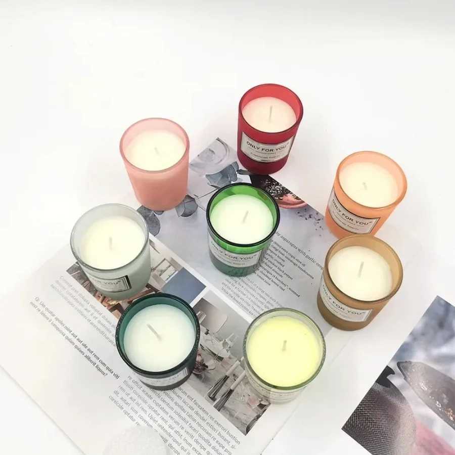 small round cup aroma candle in glass with gift box home fragrance essential oil scented candle home decor gifts C251015