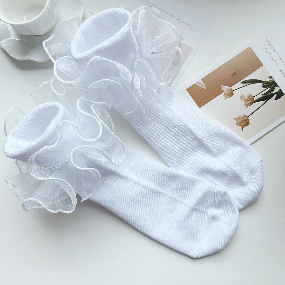 1 Pair Women Girls Spring Summer Lace Bow Socks Short Sock Soft Cotton Ruffle Fashion Socks 251015