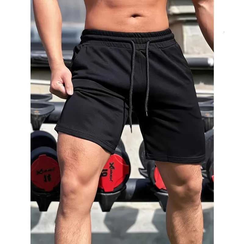 Comfortable cotton shorts mens casual microelastic elastic belt drawstring shorts fitness training comfortable and fashionableT251015