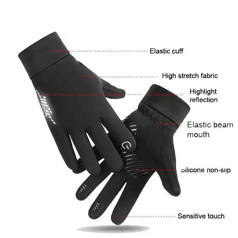 Outdoor Fall winter men sports gloves anti slip warm touch screen with fleece for skiing running cycling motorcycle gloves C251015