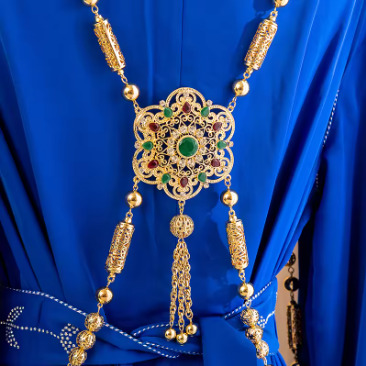 Moroccan Gold Color Bride Body Jewelery Long Necklace Wedding Kaftan Back Crystal Shoulder Chain Jewelery