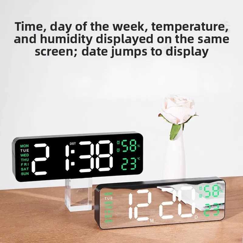 Wall Mounted Electronic Clock Multifunctional Large Font Rectangular Clock Alarm Clock Can Be Hung or Freely Placed C251015