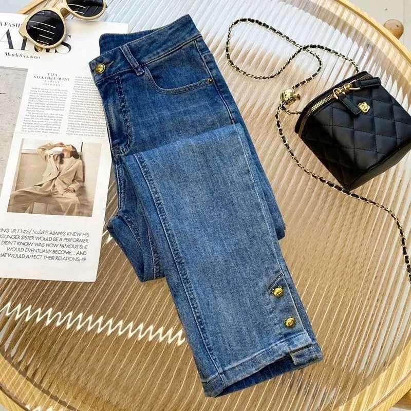 Black Cigarette Tube Jeans Womens Street wear 2025 Spring Autumn New high waisted Loose Casual Straight leg Nine points Pants W251015