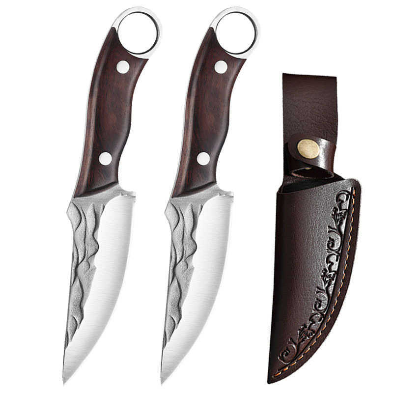 Handheld Meat Knife Multifunctional Forged Hammer Pattern Knife Camping Portable Small Straight Knife Portable Outdoor Fruit Knife H251015