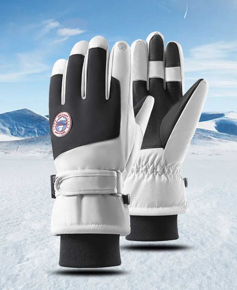 Ski gloves for men and women in winter outdoor sports cycling waterproof cold warm cotton gloves Y251015