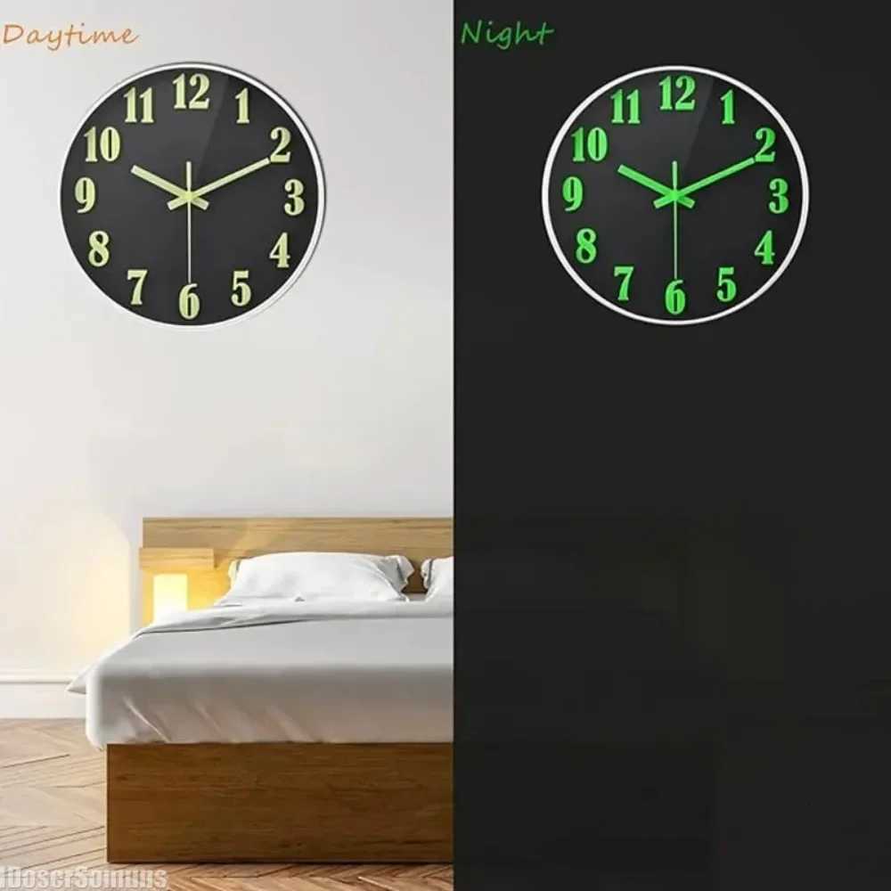 Modern Design Clock Luminous Dial Wall Clock Operated Desktop Kitchen Hanging Luminous Silent Digital Clock Living Room Bedroom C251015