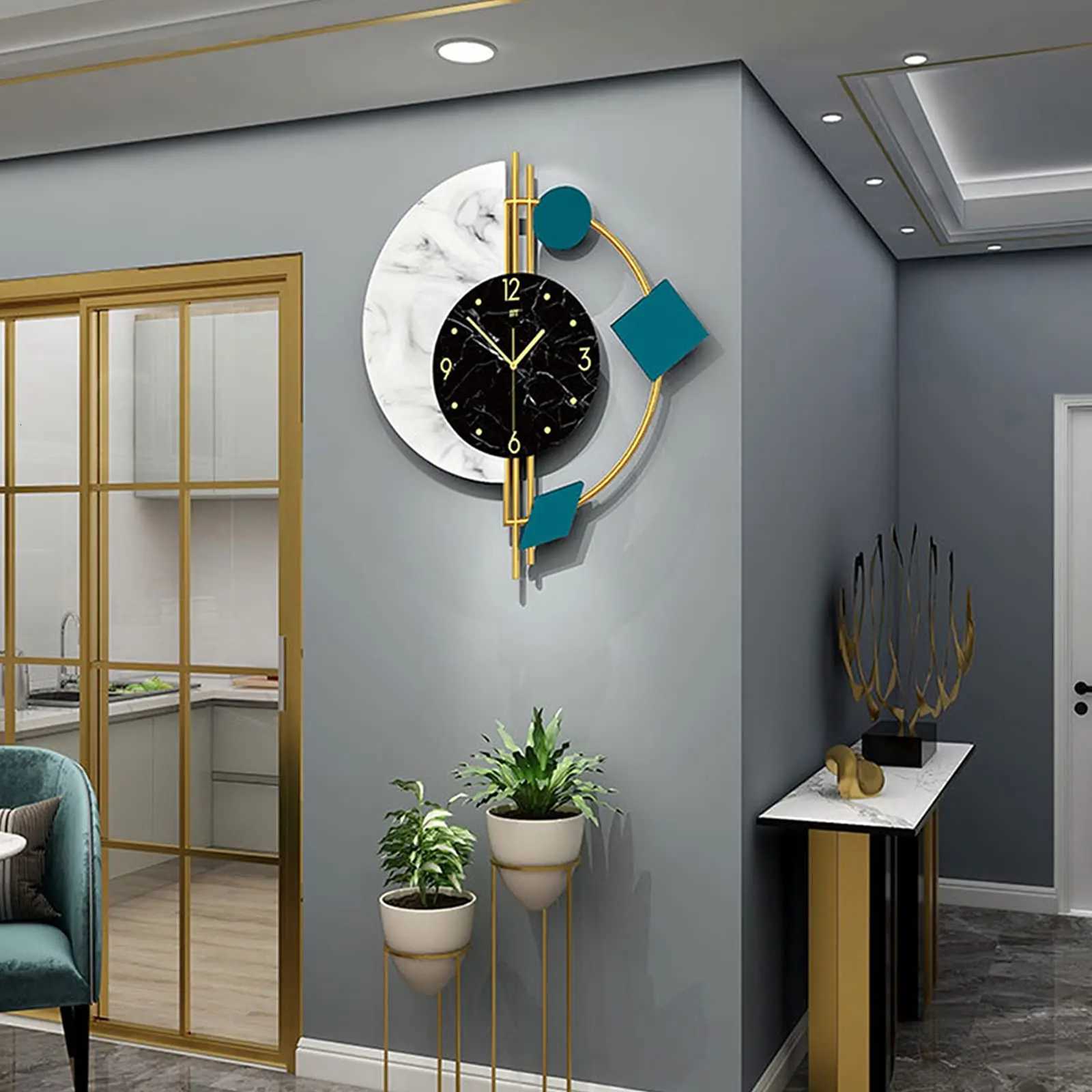 22 Marble Wall Clock Nordic Style Luxury Wall Clock Silent NonTicking Silent Battery Operated Living Room Mid Century C251015