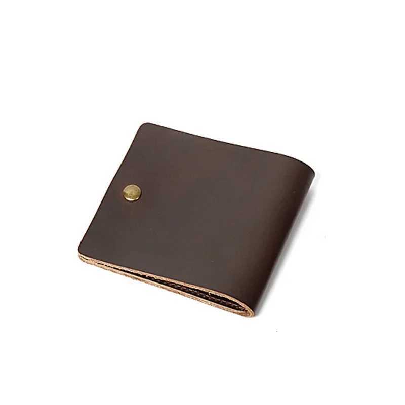 Retro Minimalist Bifold Leather Card Wallet for Men And Women Wrap Holder Porte Carte WalletL251015
