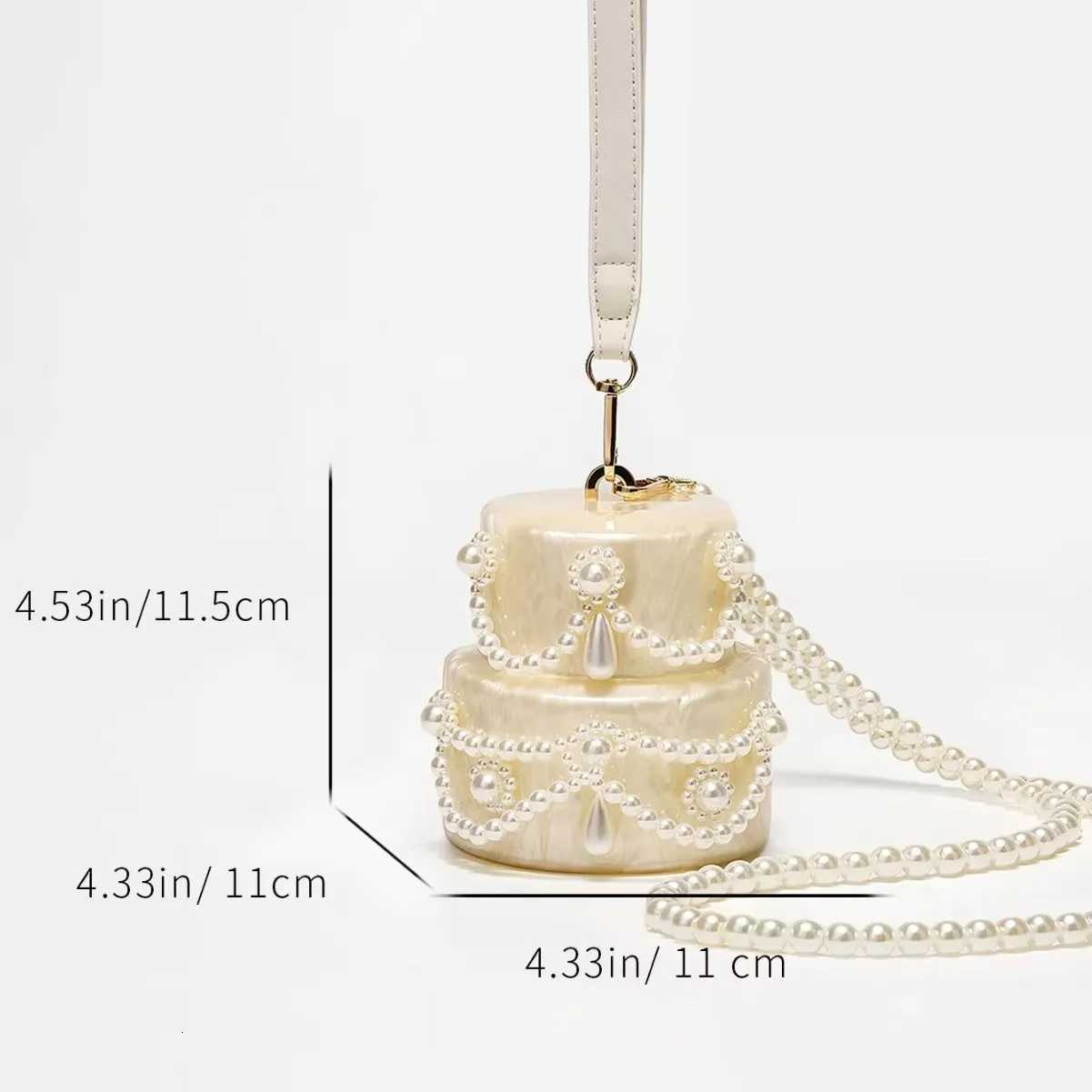Women Acrylic Cake Bag Cute Pearl Evening Clutch Bag Beading Pearl Purse For Wedding Party Luxury shoulder Handbag Designer ChicW251015