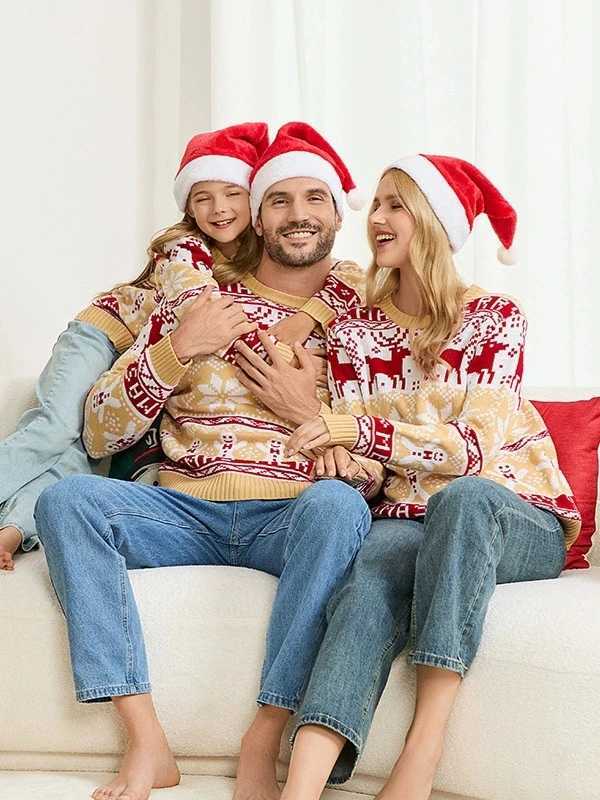 Christmas Knitted Sweater Women Fashion Christmas Party Parentchild Outfit Long Sleeve O Neck Knitwear Pullover Sweaters 2025 J251015