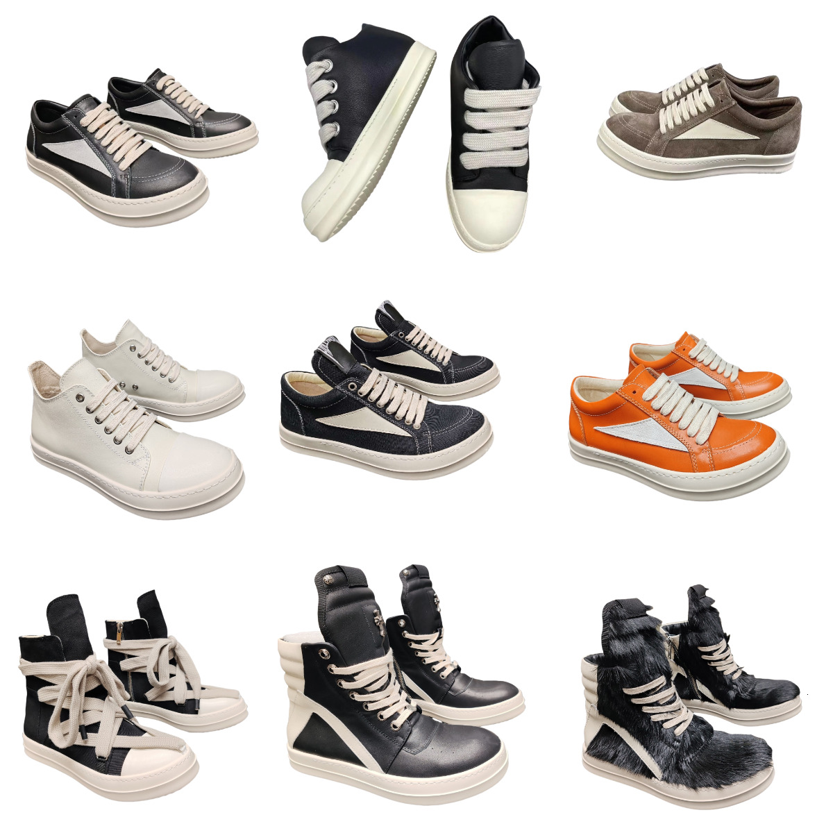 Designer Ro Owenes Casual Shoes Men Women Black White Brown Mesh Leather Shoe FW25 CONCORDIANS VINTAGE JUMBOLACEs SNEAKS Luxury High Low Brand Fashion Show BOOst