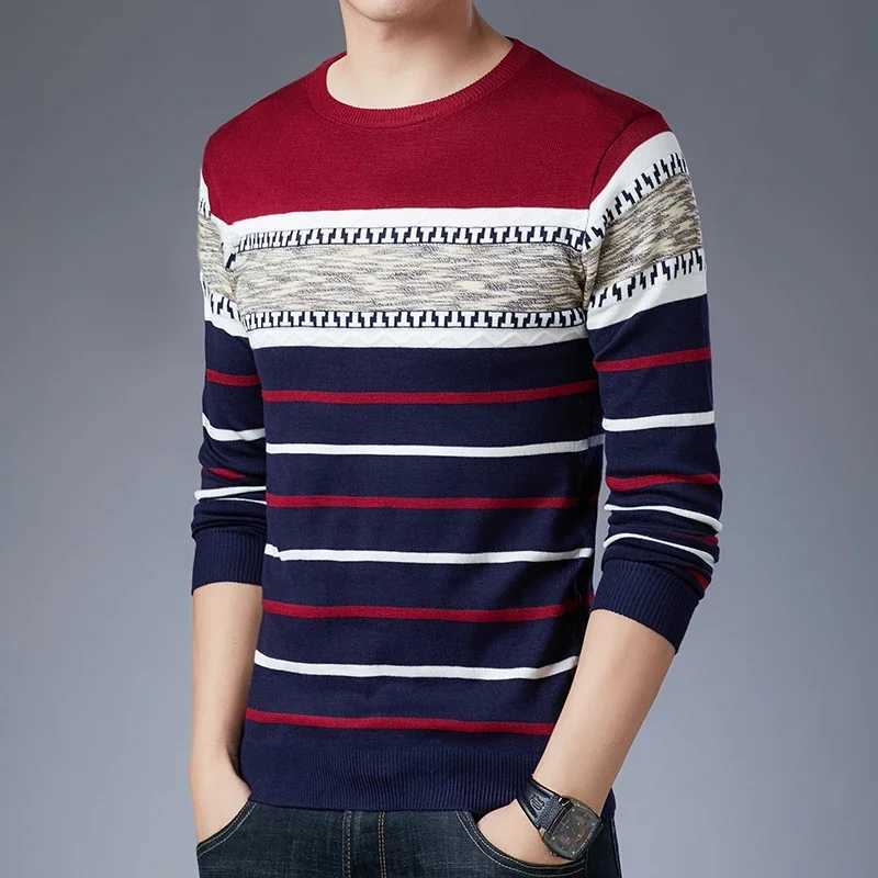 Long sleeved pullover sweater for fashionable mens casual autumn and winter long sleeved knit shirt for men J251015