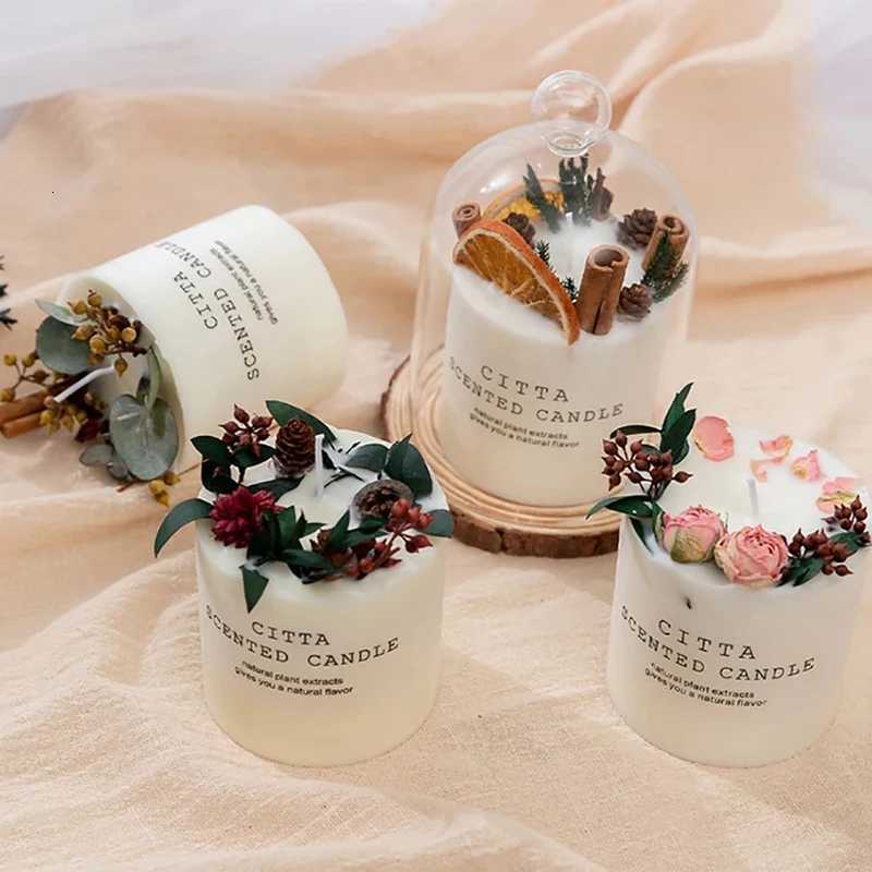 Forest Series Scented Soy Candle with Wooden Holder 4 Fragrances Aromatherapy Candles for Home Meditation Decoration 285g C251015