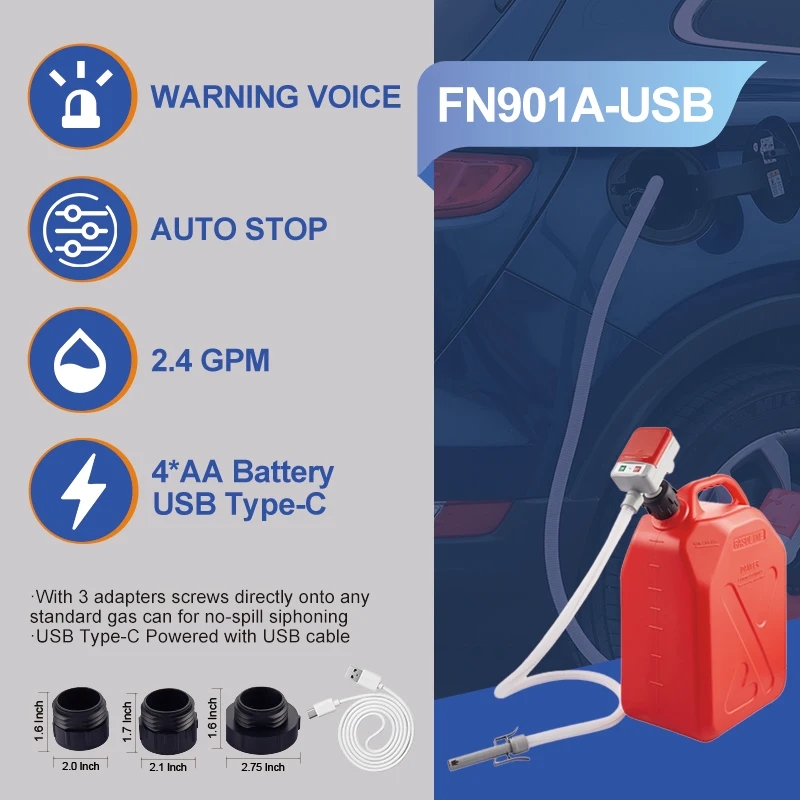 Car fuel pump with USB supply capable pumping gasoline Electric automatic self-dr Portable Electric Transfer Pump Extractor Transfer Any Liquids Effic